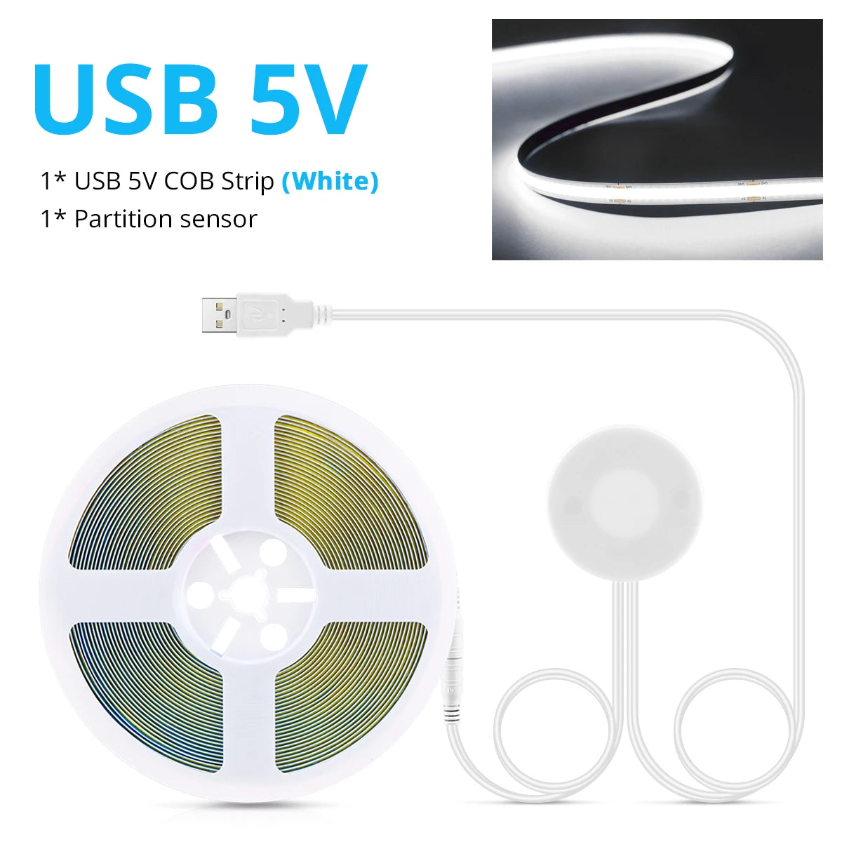 Vanity Light: USB 5V COB LED Strip Vanity Light with Touch Dimmer