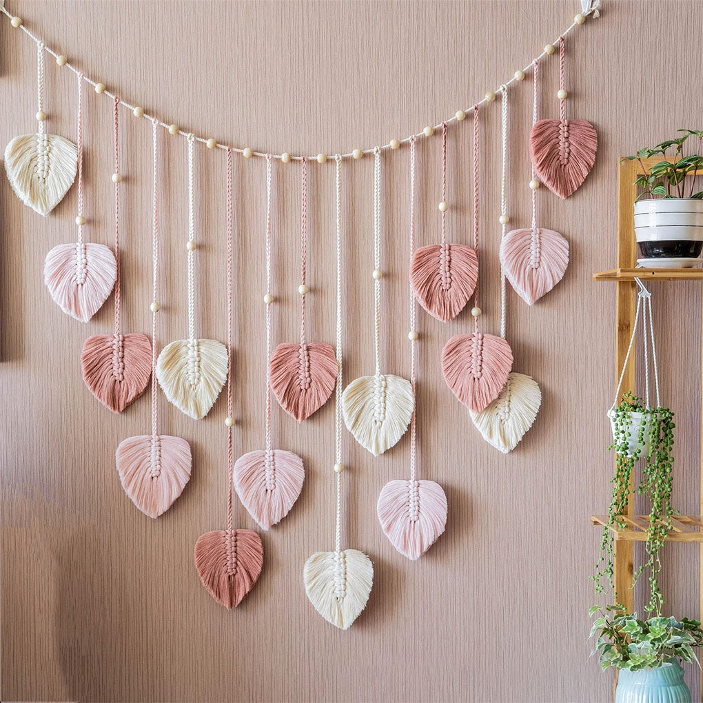 Wall Decoration: Boho Macrame Tapestry - Leaf Feather Wall Decor