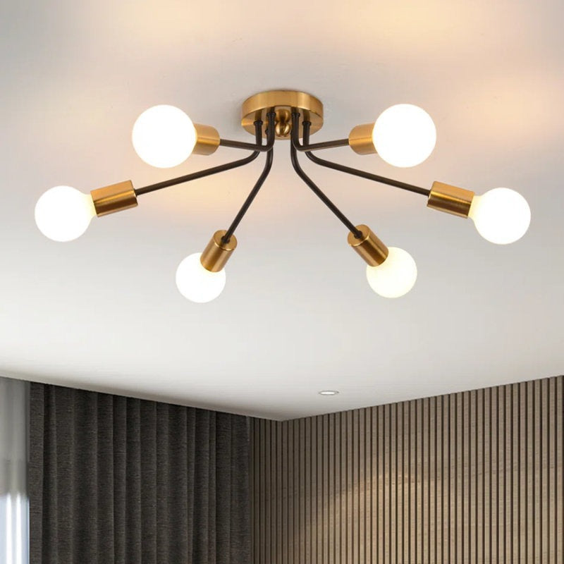 Modern Chandelier: LED Spider Ceiling Light - Black/Gold Nordic Design
