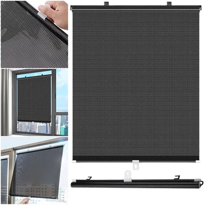 Suction Cup Retractable Sunshade Curtain 15In Heat-Insulating Side Window Curtain Nail-free Roller Blinds Suction Shade Curtain