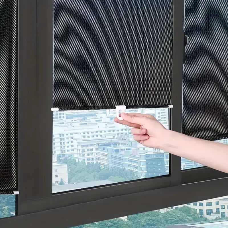 Suction Cup Retractable Sunshade Curtain 15In Heat-Insulating Side Window Curtain Nail-free Roller Blinds Suction Shade Curtain