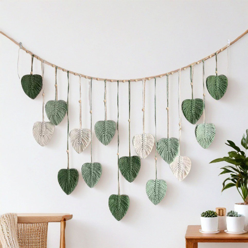 Wall Decoration: Boho Macrame Tapestry - Leaf Feather Wall Decor