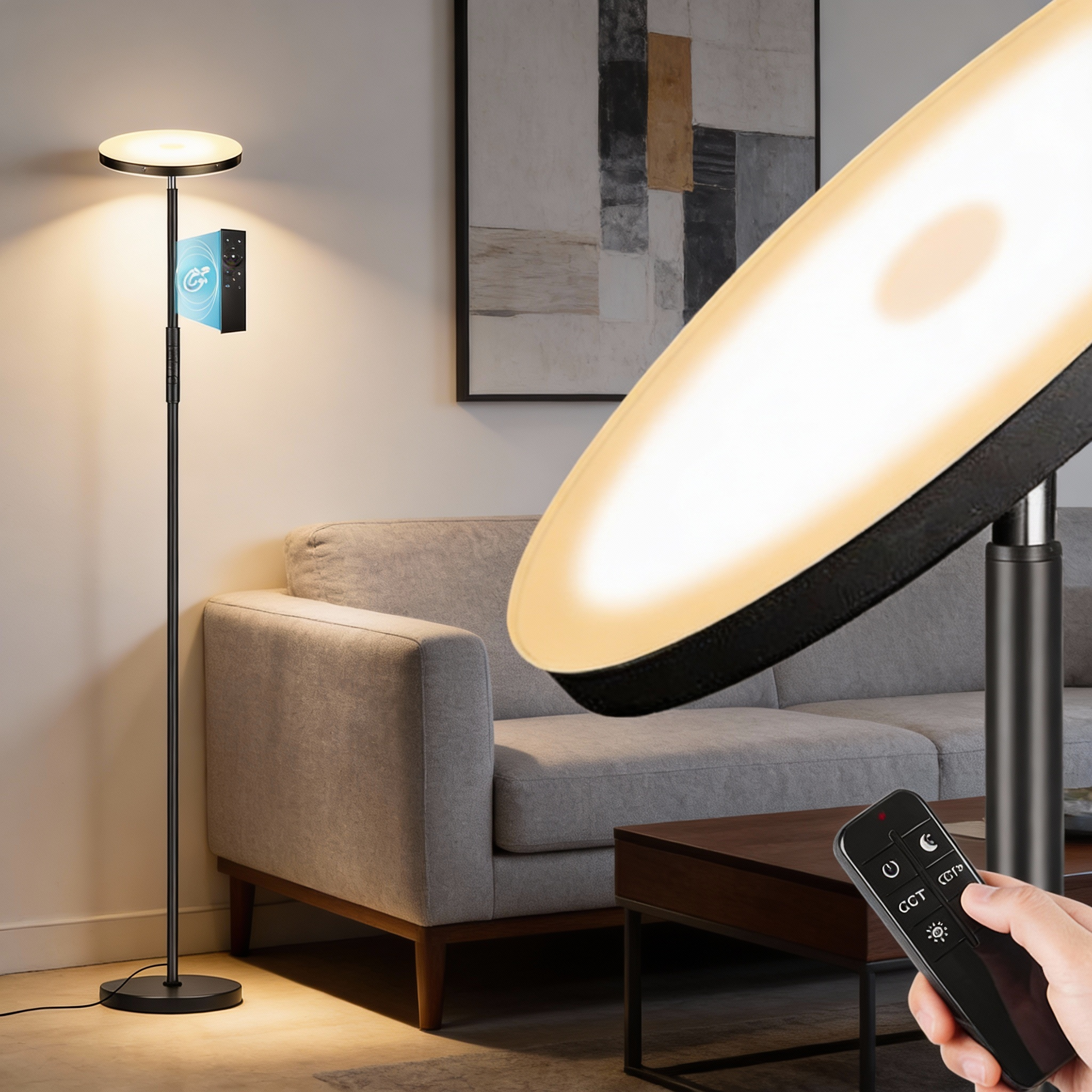 Super Bright LED Floor Lamp 36W 3600L - Remote & Dimmable