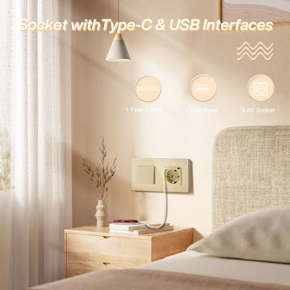 BSEED Mechanical Wall Button Switch 1/2/3Gang 1Way Wall Power Socket Glass Frame USB Type-C Charge Port Home Improvement
