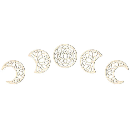 Wall Decor - 5Pcs Wooden Nordic Art Set Boho Moon Phase 