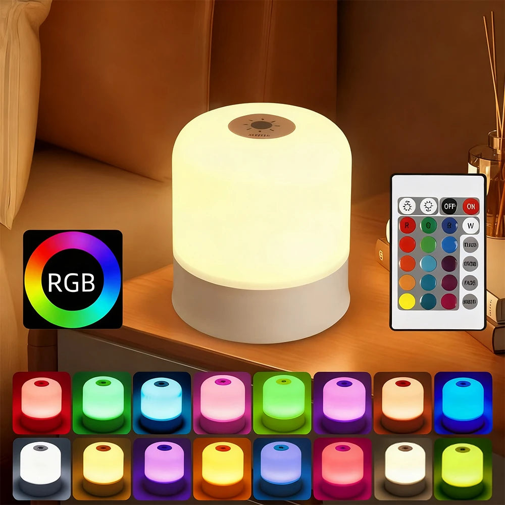 LED Night Light: Dimmable RGB Rechargeable Desk Lamp