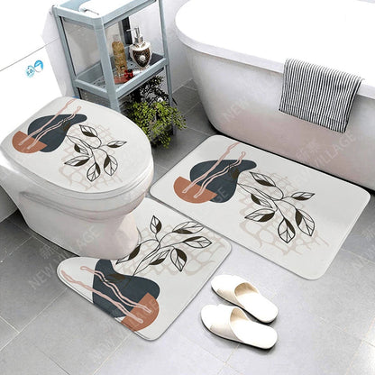 Anti-slip Bath Mat Bathroom Rug Shower Mat Decorative Absorbent Foot Mat Entrance Bathtub toilet rug boho Nordic plant leaf