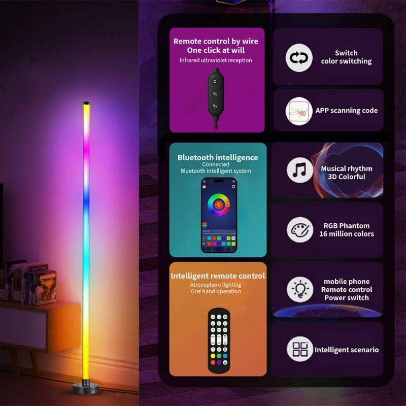 LED RGB Floor Lamp: Remote & App Control Mood Lighting