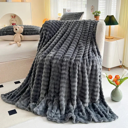 Blanket: Flannel Rabbit Plush Blanket - Cozy Office & Sofa Cover