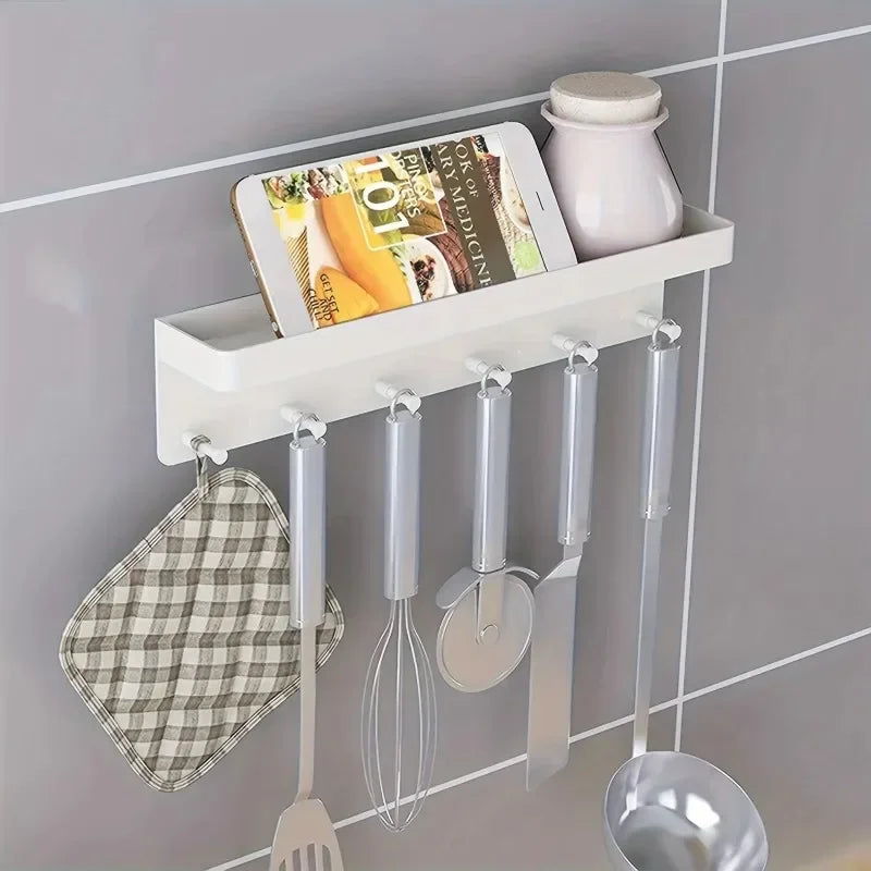 Key Holder Wall Decor: 6-Hook Mail Shelf Organizer