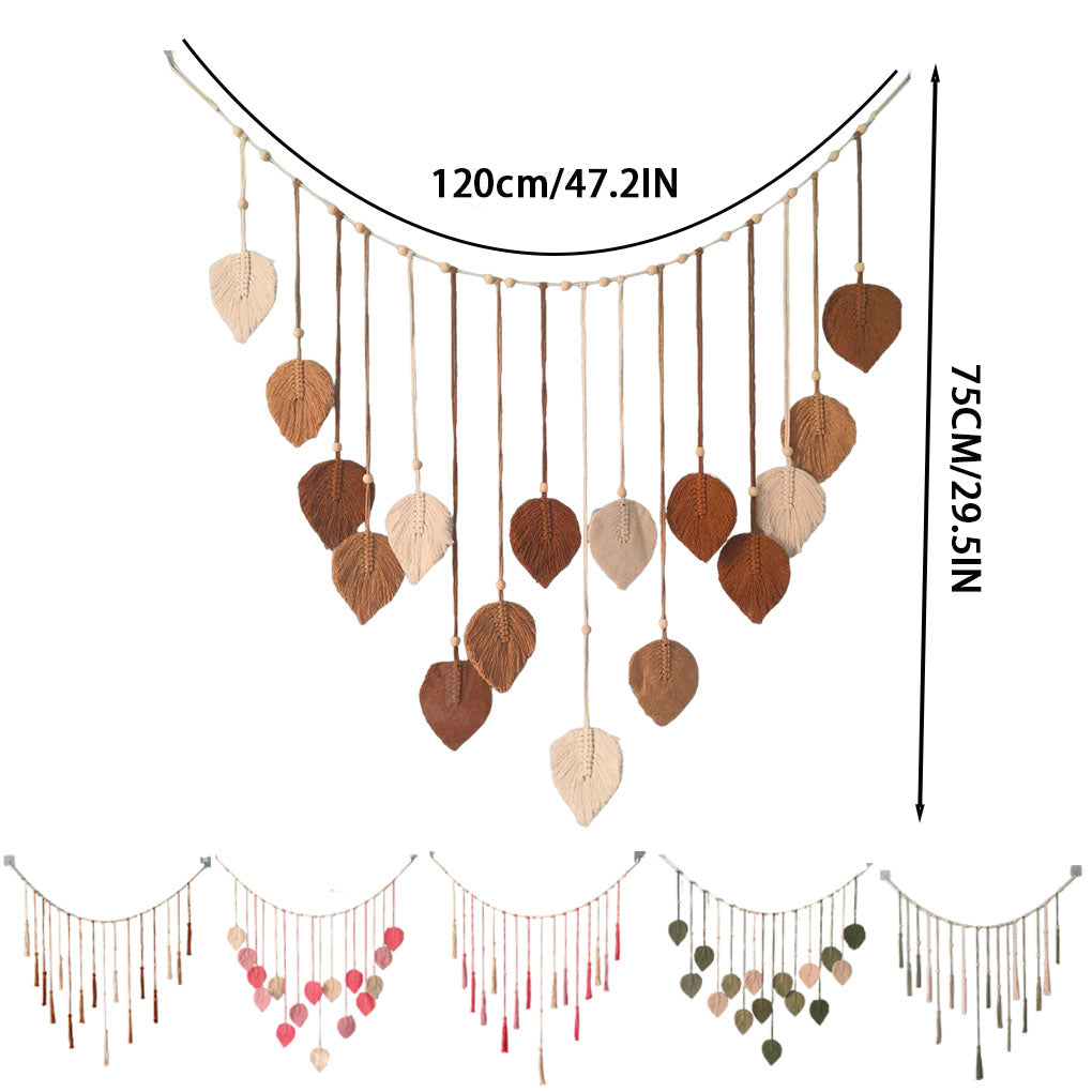 Wall Decoration: Boho Macrame Tapestry - Leaf Feather Wall Decor