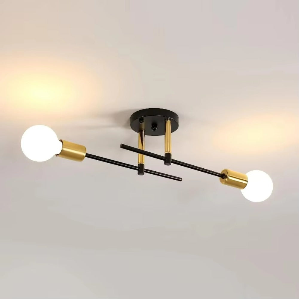 Modern Chandelier: 2-Light Flush Mount Chandelier - Indoor Ceiling Lamp