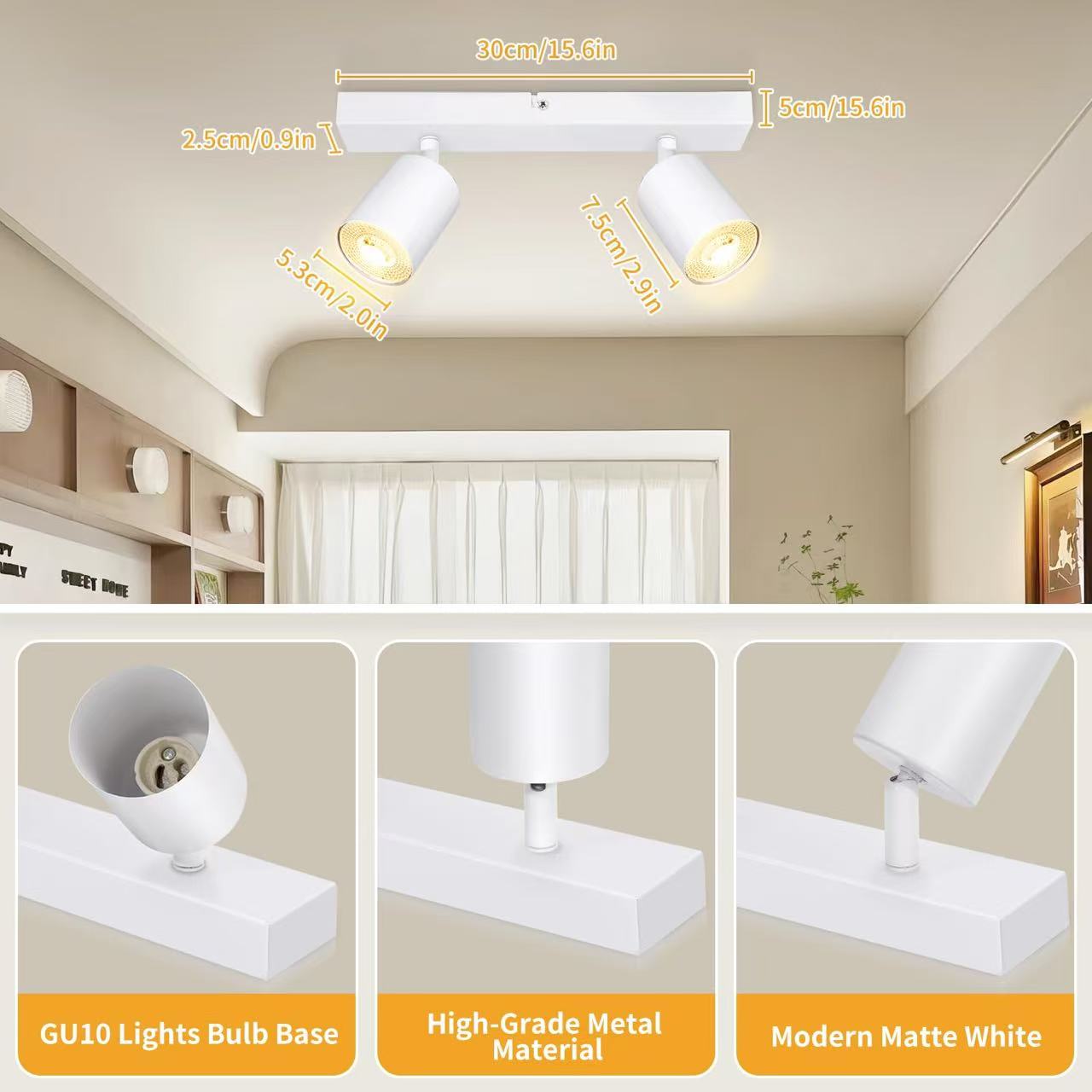 Modern LED Ceiling Light - Black 2-Light GU10 Energy Saver