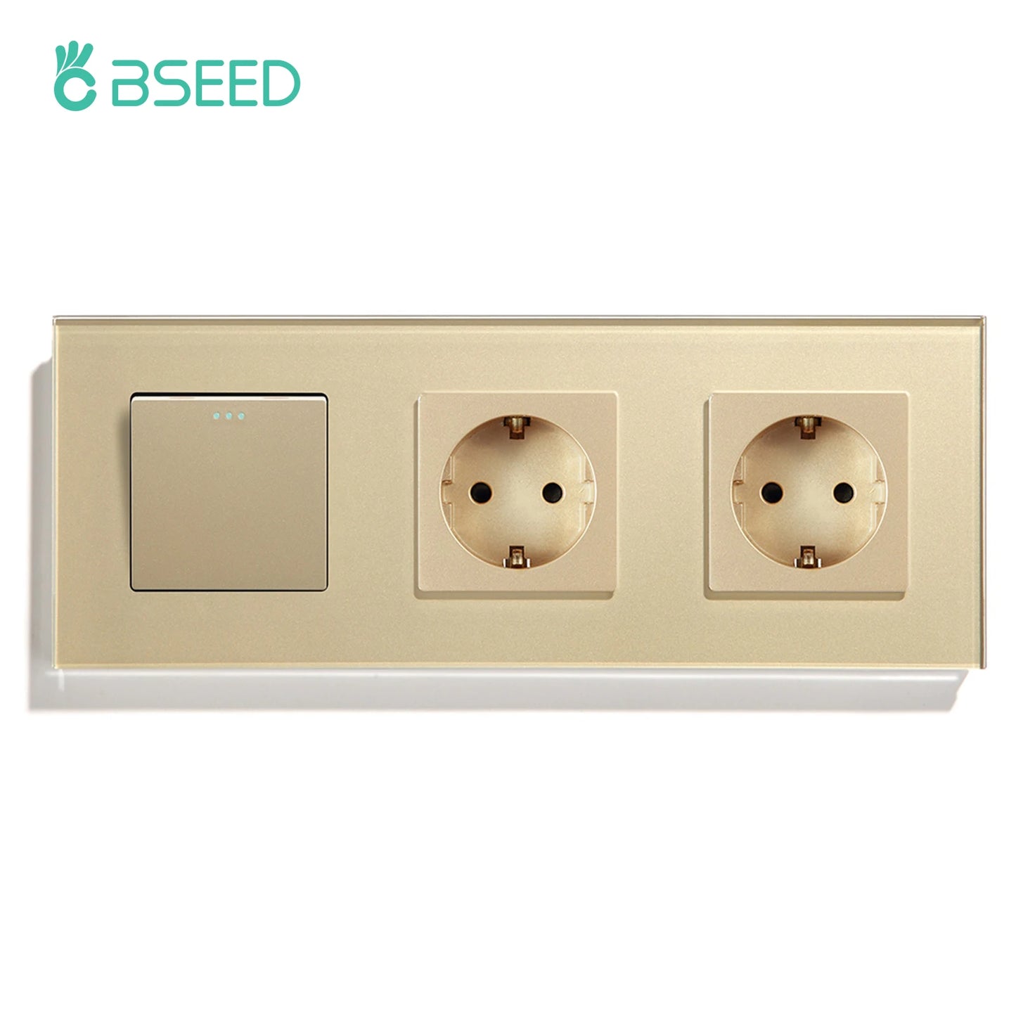 BSEED Mechanical Wall Button Switch 1/2/3Gang 1Way Wall Power Socket Glass Frame USB Type-C Charge Port Home Improvement