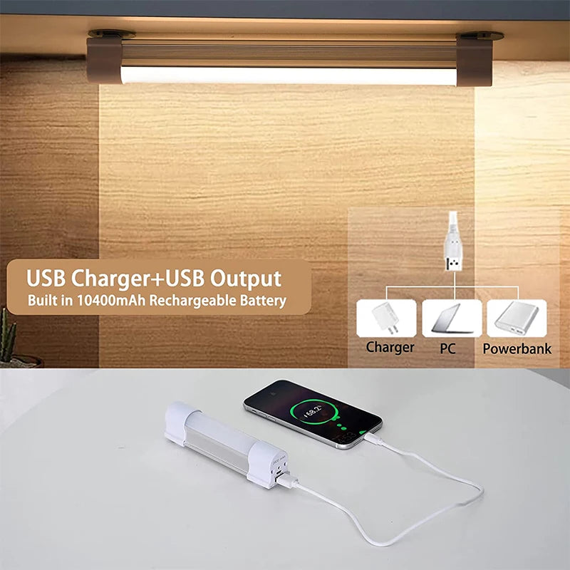 120W Rechargeable Work Light: Tube Lamp - 6000 Lumens Light