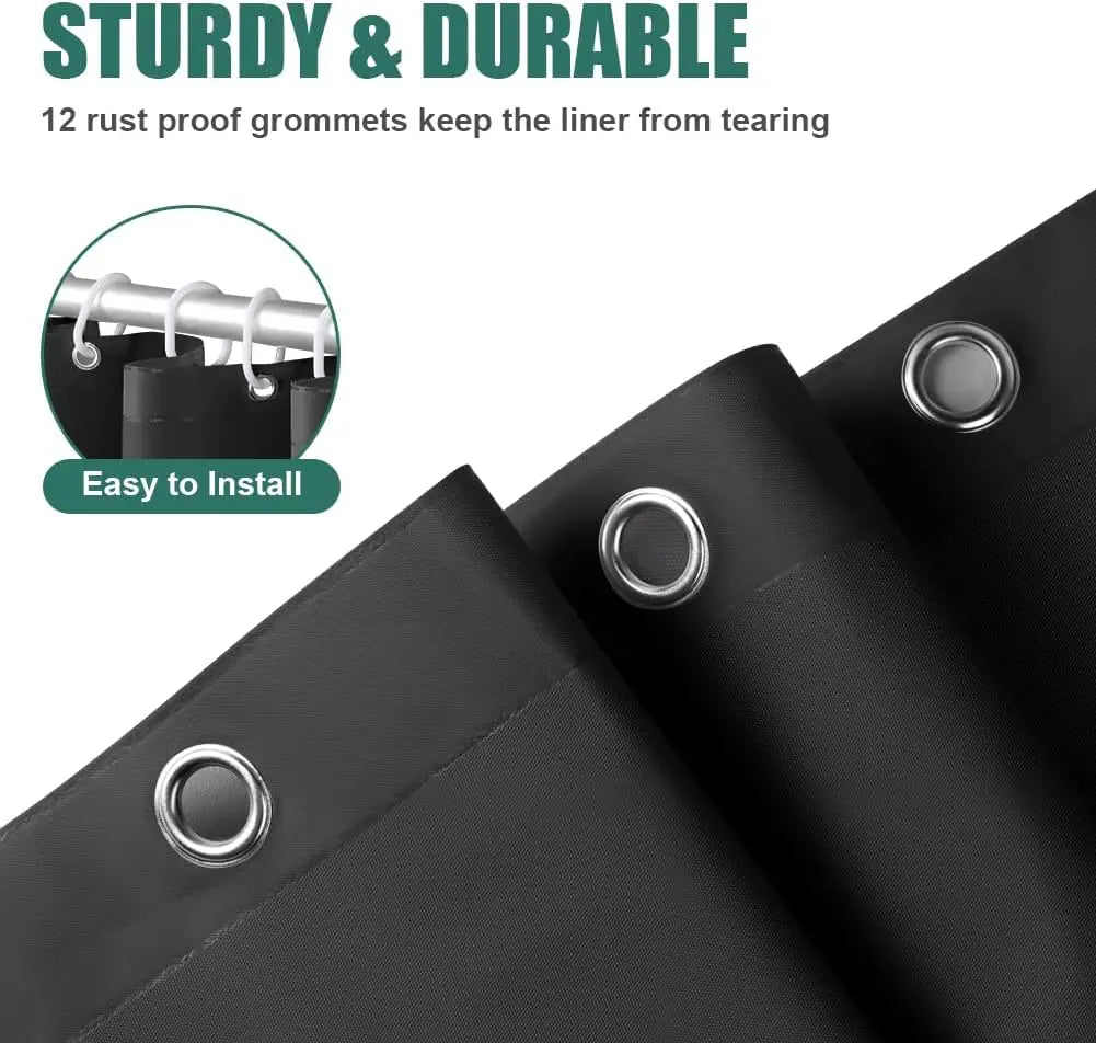 Waterproof Shower Curtain Liner 180x180cm with Magnets