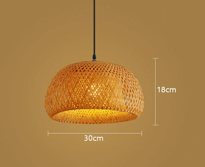 Rattan Pendant Lamp: 30cm Bamboo LED Hanging Light