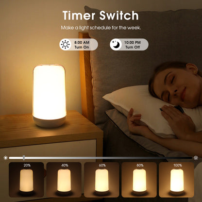 Table Lamp: Bluetooth Smart Touch RGB LED Bedside Lamp USB Rechargeable