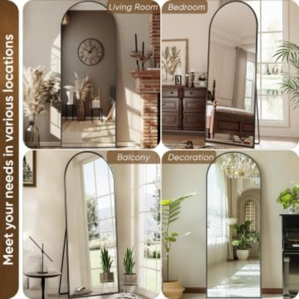 Full Length Mirror, 58"x19" Arch Floor Mirror, Floor Standing Mirror Freestanding Arch Full Body Mirrors with Stand for Bedroom,
