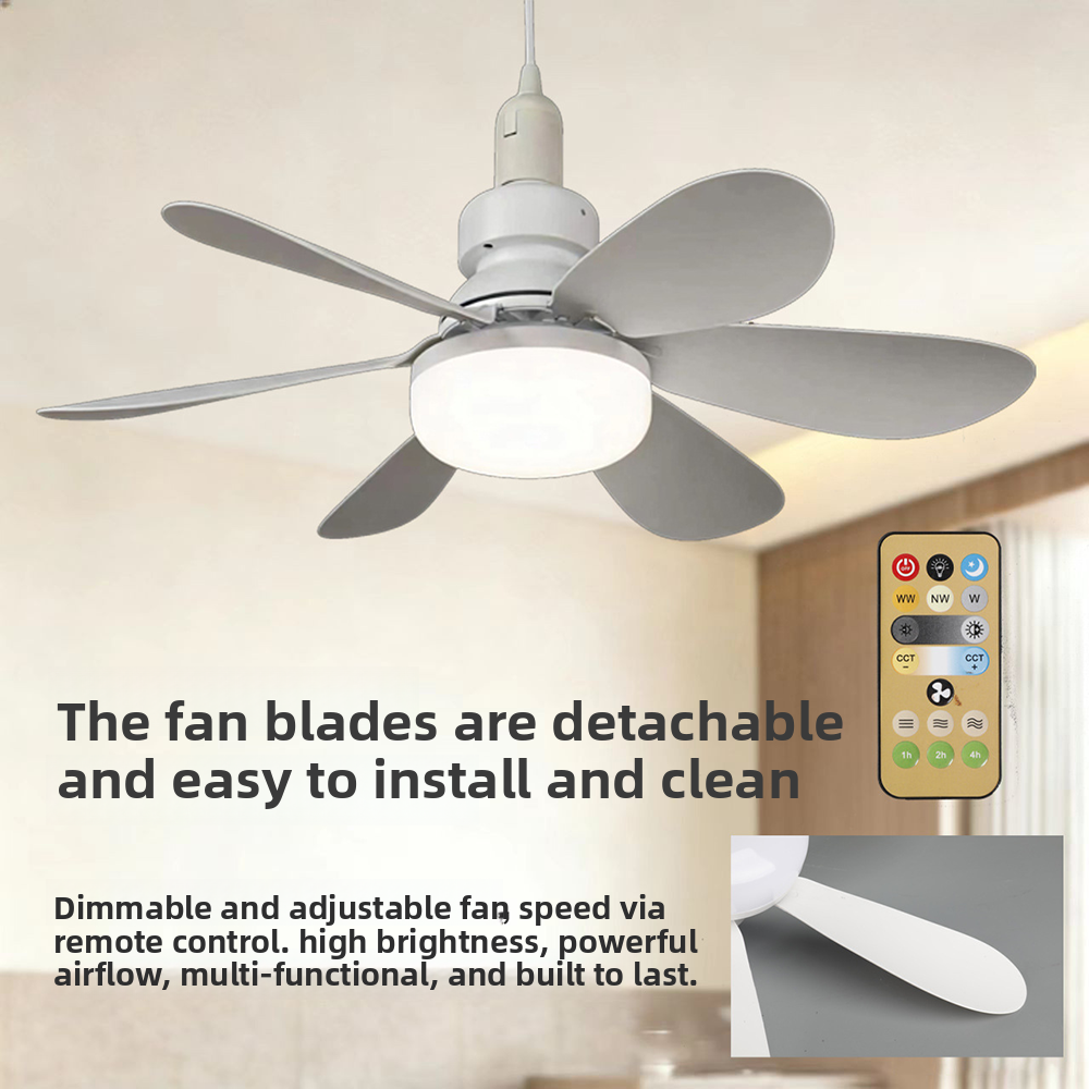 LED Ceiling Fan and Light 30W E27 Remote Dimming 85-265V