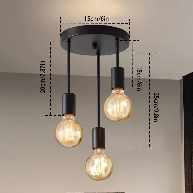 Ceiling Light Fixture: Black Modern E27 Ceiling Lamp - 4-Head Chandelier