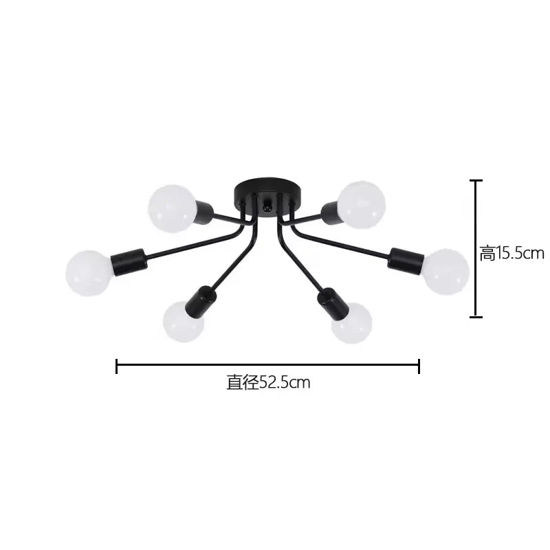 Modern Chandelier: LED Spider Ceiling Light - Black/Gold Nordic Design