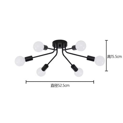 Modern Chandelier: LED Spider Ceiling Light - Black/Gold Nordic Design