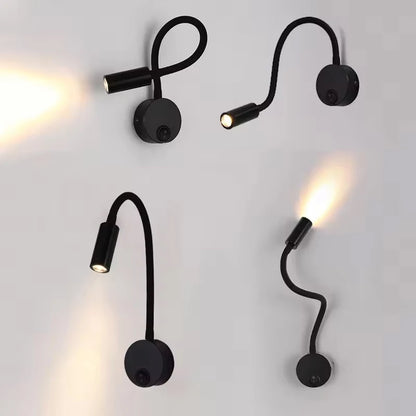 3W LED Gooseneck Reading Wall Lamp Flexible Adjustable With Switch Work Study Wall Mounted 85-265V Bedroom Bedside Night Light