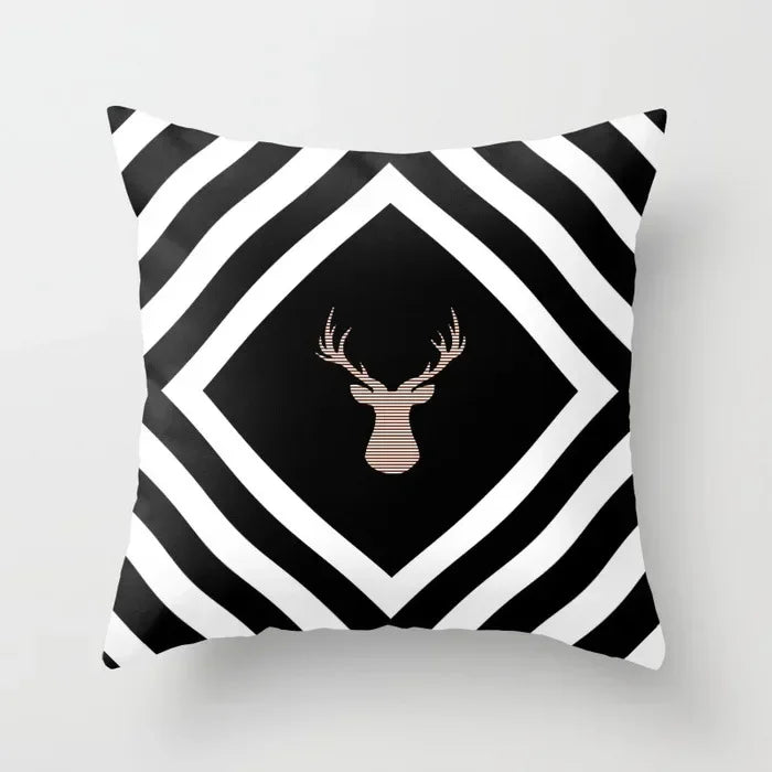 Nordic Geometric Pillow Cover 45x45CM - Black & White Chic