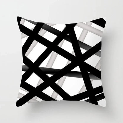 Nordic Geometric Pillow Cover 45x45CM - Black & White Chic