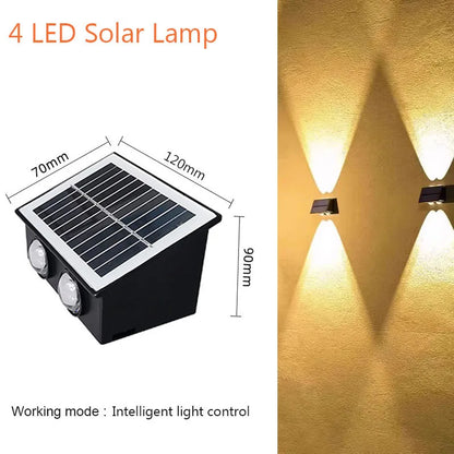 Sunlight Powered 4/6/8LEDs Solar Wall Lamp,Outdoor Waterproof Solar Light,Up and Down Luminous Lighting for Yard Garden Decor