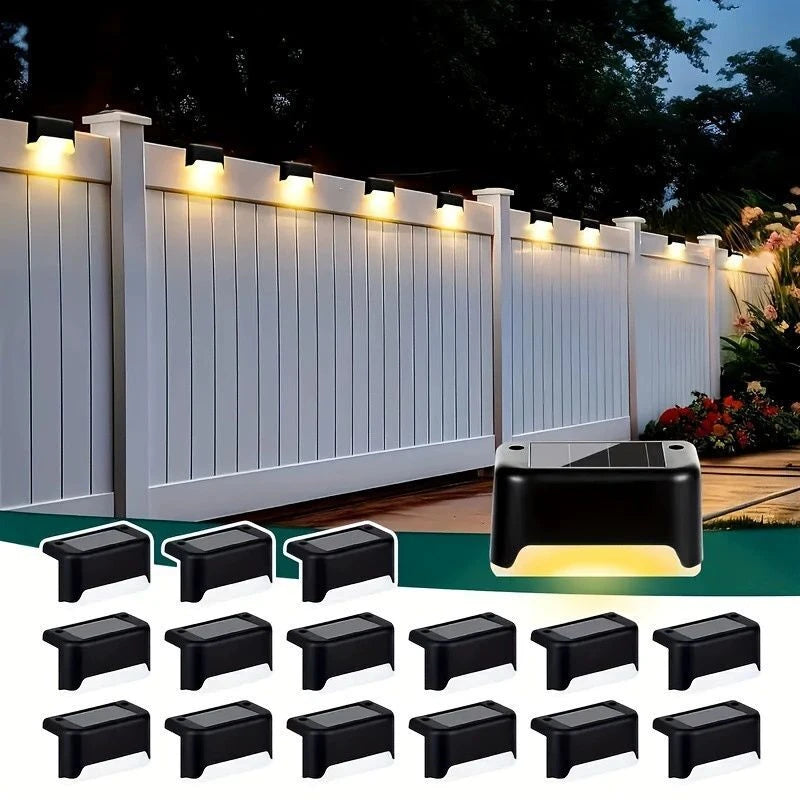 LED Solar Wall Lights - 4Pcs Garden Fence & Deck Lighting