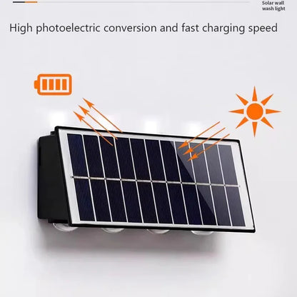 Sunlight Powered 4/6/8LEDs Solar Wall Lamp,Outdoor Waterproof Solar Light,Up and Down Luminous Lighting for Yard Garden Decor