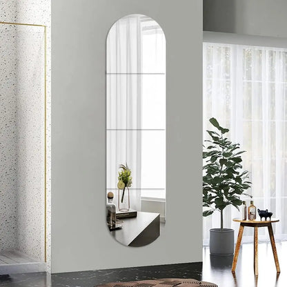 4pcs Self Adhesive Acrylic Mirror Tiles DIY Flexible Non Glass Safety Mirror Sheets Wall StickersShatterproof Anti Fog Mirror