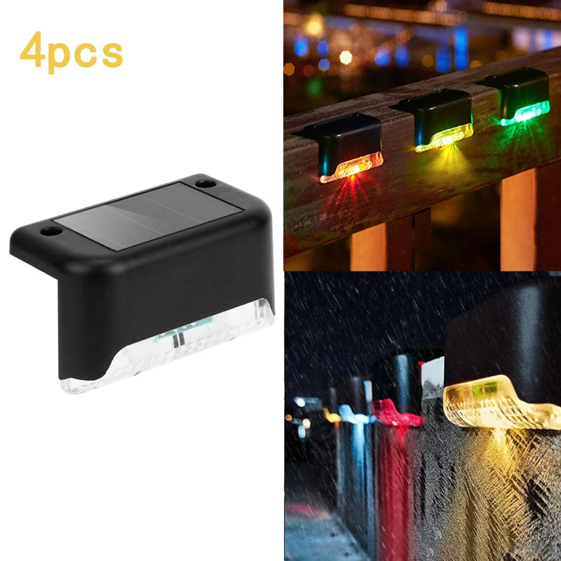 LED Solar Wall Lights - 4Pcs Garden Fence & Deck Lighting