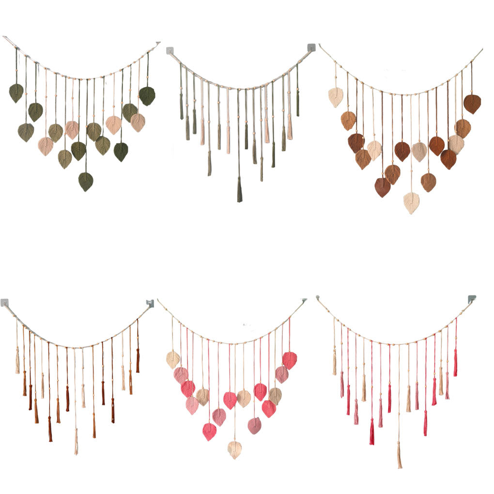 Wall Decoration: Boho Macrame Tapestry - Leaf Feather Wall Decor