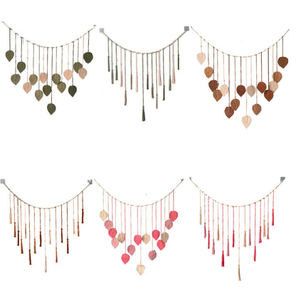 Wall Decoration: Boho Macrame Tapestry - Leaf Feather Wall Decor