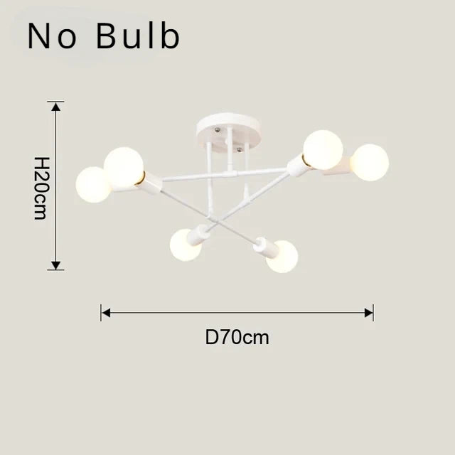 LED Ceiling Light Fixture - Modern 6 Heads Black/White/Gold Fixture