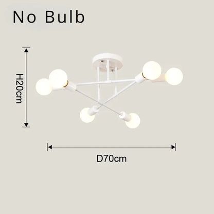 LED Ceiling Light Fixture - Modern 6 Heads Black/White/Gold Fixture
