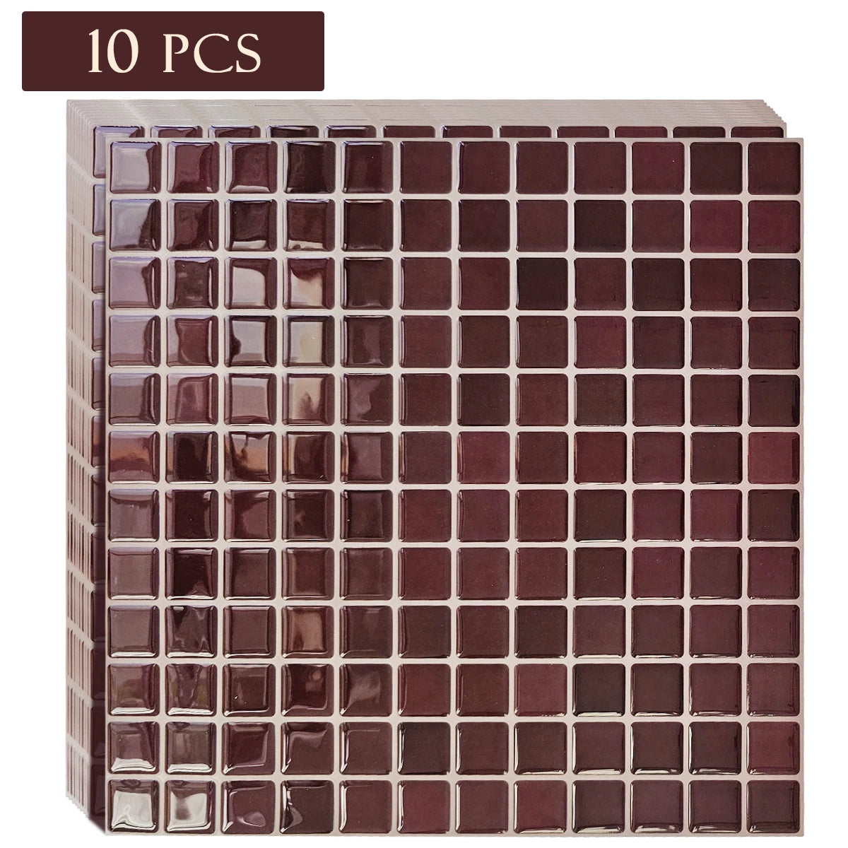10 PCs Self-Adhesive Wall Tile Kitchen Backsplash  Suitable for Kitchen Wall Decoration Square 10.5" x 10.5" 3D Mosaic Style