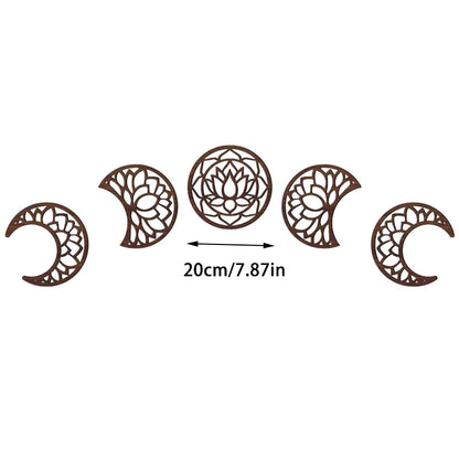 Wall Decor - 5Pcs Wooden Nordic Art Set Boho Moon Phase 