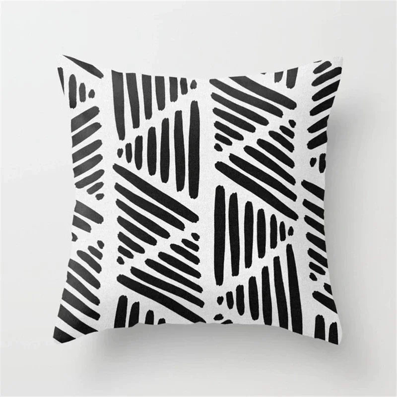 Nordic Geometric Pillow Cover 45x45CM - Black & White Chic