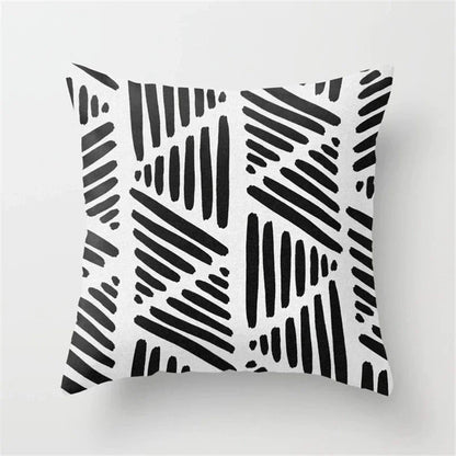 Nordic Geometric Pillow Cover 45x45CM - Black & White Chic