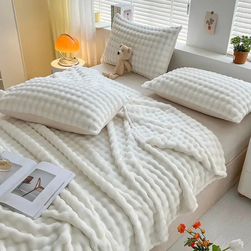 Blanket: Flannel Rabbit Plush Blanket - Cozy Office & Sofa Cover