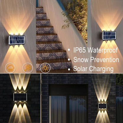 Sunlight Powered 4/6/8LEDs Solar Wall Lamp,Outdoor Waterproof Solar Light,Up and Down Luminous Lighting for Yard Garden Decor