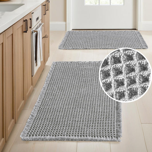 Waffle Bath Mat: Anti-Slip, Super Absorbent, Soft & Washable
