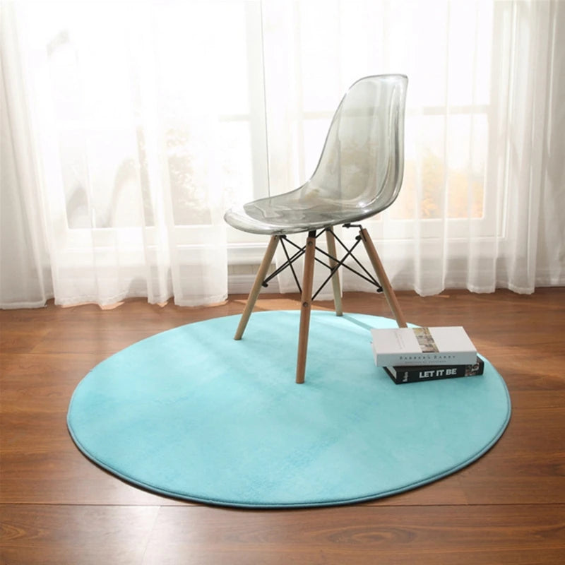 Round Carpet Rug - Coral Fleece Gray Living Room & Kids' Mat