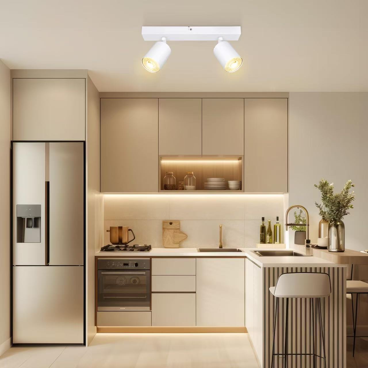 Modern LED Ceiling Light - Black 2-Light GU10 Energy Saver