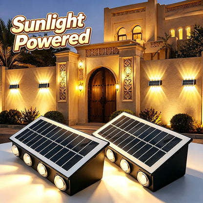 Sunlight Powered 4/6/8LEDs Solar Wall Lamp,Outdoor Waterproof Solar Light,Up and Down Luminous Lighting for Yard Garden Decor