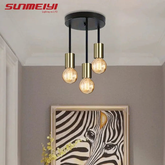 Ceiling Light Fixture: Black Modern E27 Ceiling Lamp - 4-Head Chandelier